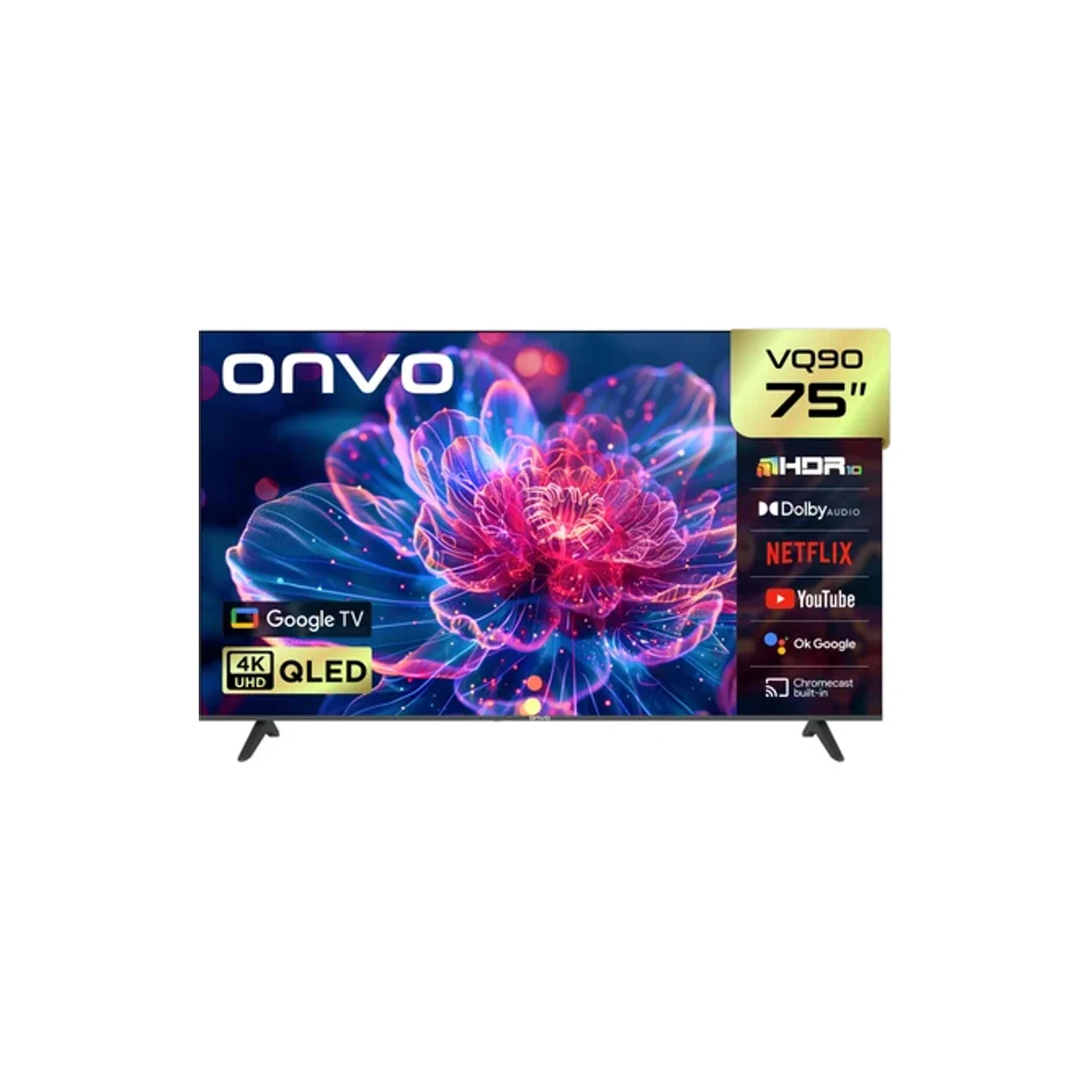 Onvo 75'' 190 Ekran Uydu Alıcılı 4K Ultra HD Google Smart QLED TV