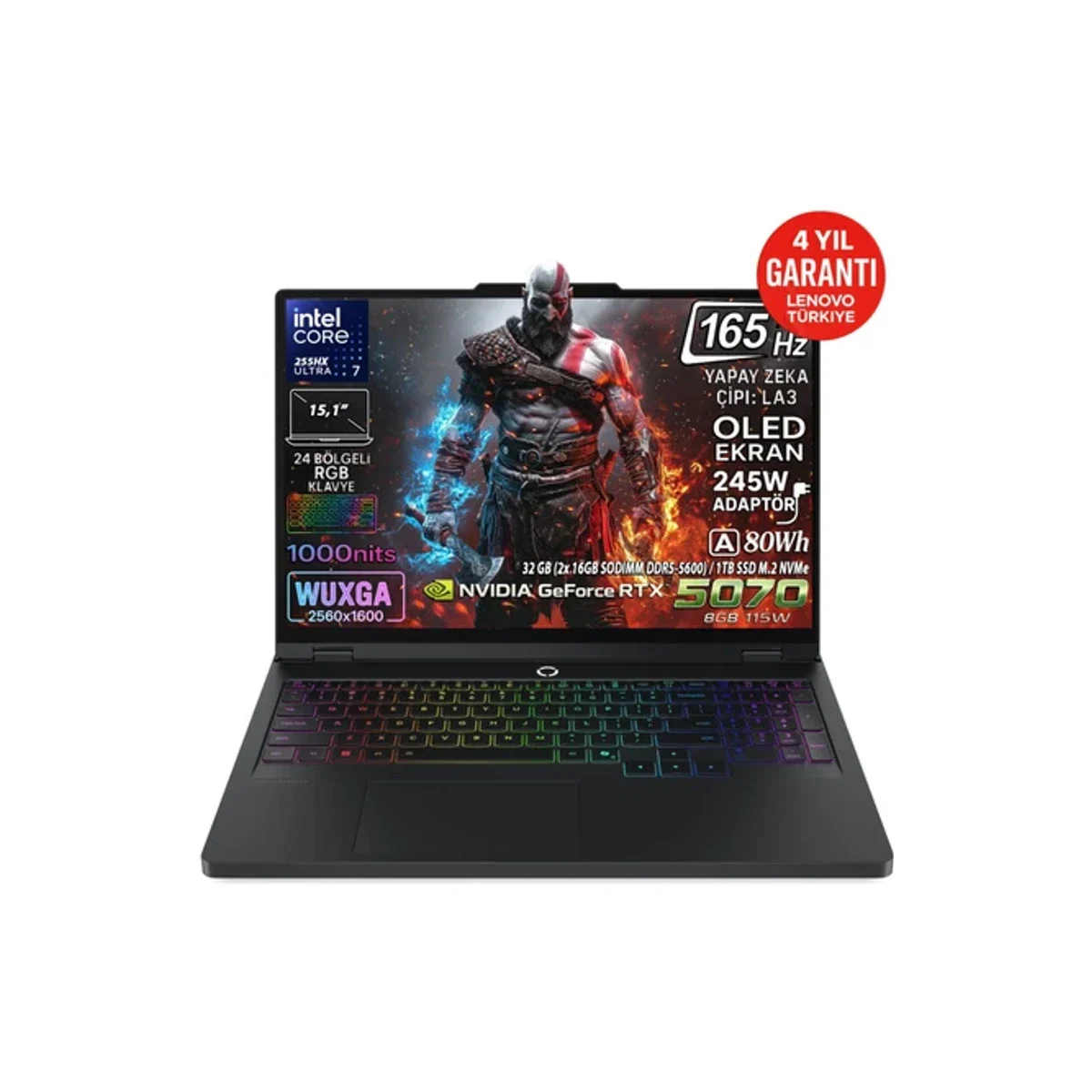 Lenovo Legion 5 15IAX10 Intel Core Ultra 7 255HX 32GB 1TB SSD RTX 5070 8GB 15.1