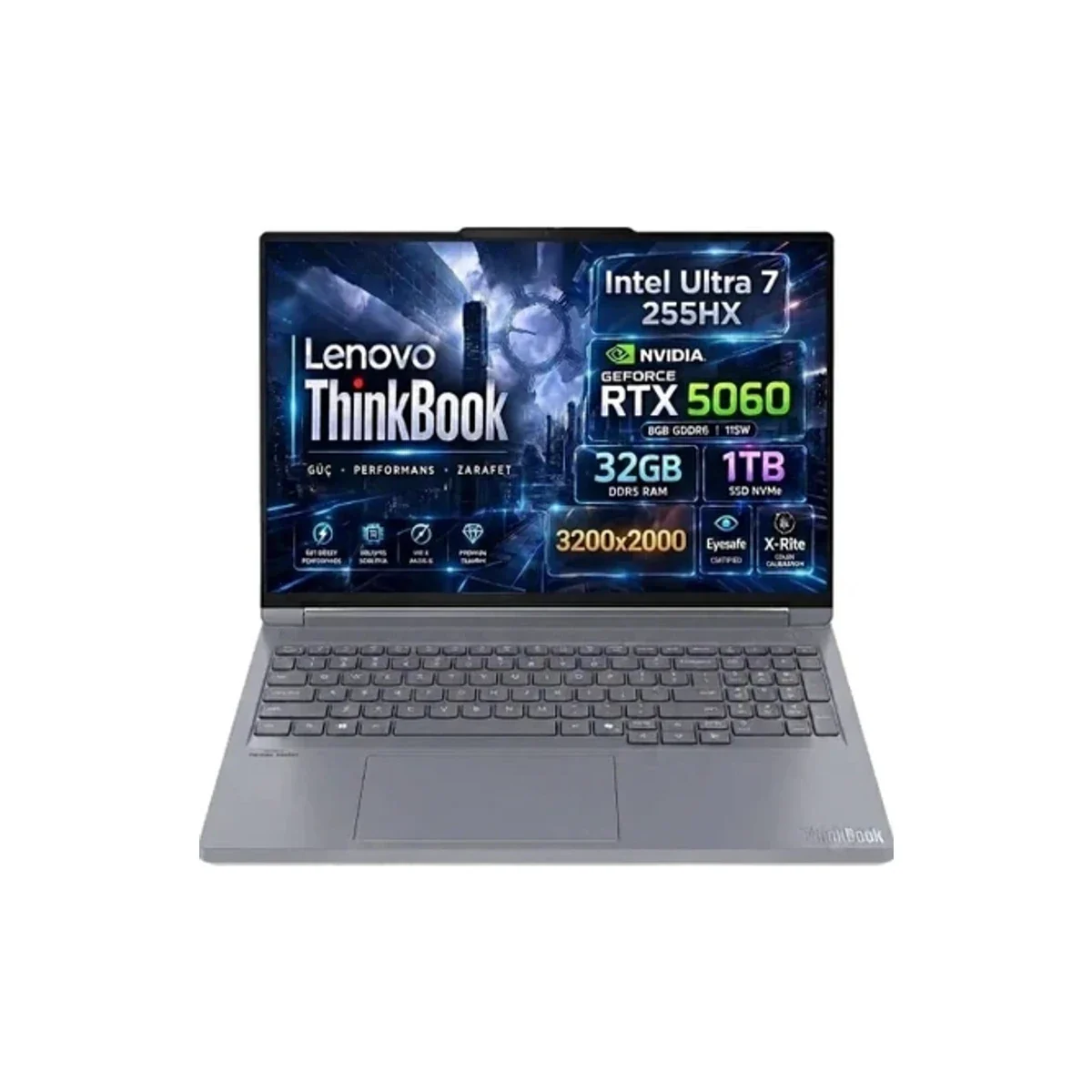 Lenovo Thinkbook 16P G6 Iax Intel Core Ultra 7-255HX Geforce Rtx 5060 8gb 115W 32GB Ddr5 1tb SSD 16 Inç 3.2k 165Hz
